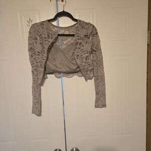 City Studio Lace Blouse in Gray